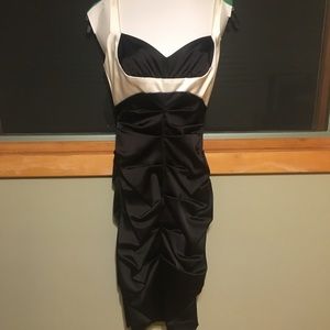 NWOT Cache Black Ruched Silk Dress